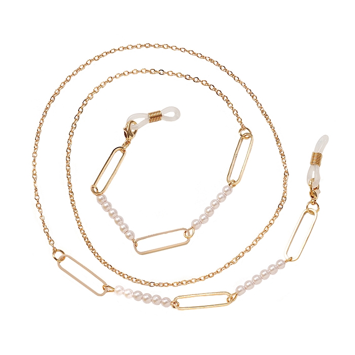 LGT JWLS goudkleurige Zonnebrilkoord voor Dames - met Parelaccenten